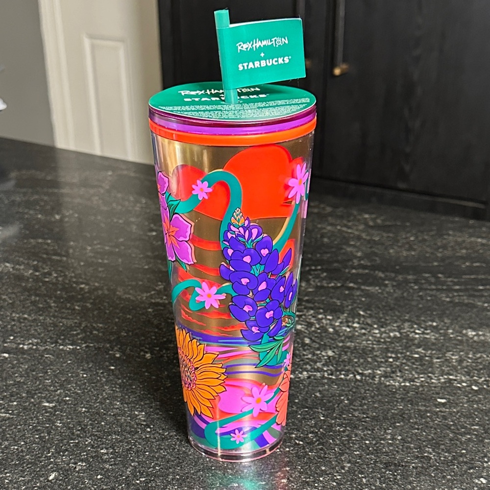 Starbucks‎ Colorful Floral Tumbler with Pink and Purple